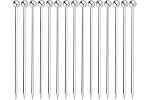 HORSEMEN Dylan-EU 15 pcs Palillos de Cóctel Acero Inoxidable Brochetas de Cóctel de Frutas Ideal para Martinis Sándwiches Fruta y Aceitunas para Eventos de Fiesta de Vacaciones