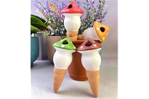 HGGZEG 4 Pack Automatic Plant Watering Spikes, Mushroom Shaped Garden Plant Waterer, Water Drip Irrigation Device for Pot Plants(4 colours)