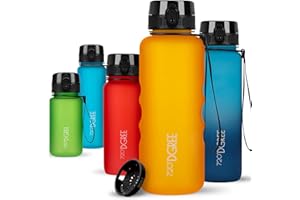 720°DGREE Gourde, Bouteille d’Eau “uberBottle“ +Tamis-Fruits – 350ml, 500ml, 650ml, 1l, 1,5l, 2l - Sans BPA, Étanche, Anti-Fuite, Réutilisable, Légère - Idéal pour École, Sport, Fitness, Gym, Travail