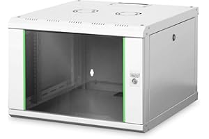 Armadio di rete DIGITUS 19 pollici 7 U - montaggio a parete - profondità 600 mm - portata 100 kg - Serie Unique - porta in vetro - grigio