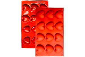 GENERIC Moule en Silicone, 1 Moule Cœur Bombé avec Revêtement Antiadhésif, Moule en Silicone P â tisserie pour Muffins, Brownies, Gâteaux, Pudding, Glaçons, Gelée, Quiches (29 x 17 cm) – 12 cavités