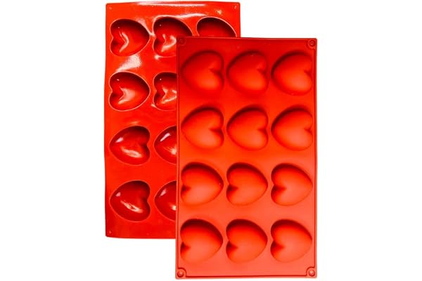 Moule en Silicone, 1 Moule Cœur Bombé avec Revêtement Antiadhésif, Moule en Silicone P â tisserie pour Muffins, Brownies, Gâteaux, Pudding, Glaçons, Gelée, Quiches (29 x 17 cm) – 12 cavités