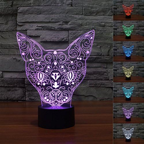 New 3D Totem Cat Night Light Illusion Lamp 7 Color Change LED Touch USB Table Gift Kids Toys Decor Decorations Christmas Valentines Gift
