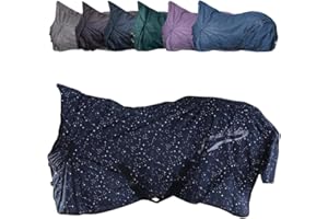 RL24 - Outdoordecke 600D IRHSuper-Dry Stardust von Imperial Riding – als Regendecke, Übergangsdecke & Winterdecke – wasserdichte Weidedecke mit Füllung – Pferdedecke in Black – 145cm (200g)