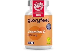 GLORYFEEL Vitamina C, Acido Ascorbico, Vitamina C 1000mg, Eletto PRODOTTO DELL'ANNO 2025, 200 Compresse Vegan (6+ mesi), Vitamin C Pura Compresse, Integratore Difese Immunitarie, Vitamin C Concentrata