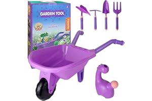 Genround Toy Outdoor Garden Toys for Toddlers, Garden Gifts for Kids, Kids Wheelbarrow Gardening Sets, Child Gifts for Age 3-5, Wheelbarrow, Shovel, Fork, Rake, Spade, Trowel, Watering Can & Gloves