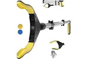 SLAH Pince à litière de 109,2 cm, aide les personnes handicapées, ramasse-litière pour adultes, pliable, rotatif à 360 degrés, aide à atteindre les déchets (jaune, 109,2 cm)