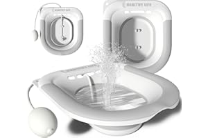 GOLDENOUGH Sitz Bath, Foldable Sitz Bath for Toilet Seat Sitz Bath with Flusher Collapsible Sitz Bath for Hemorrhoids, Postpartum Care and Surgery Relief, Fits Most Toilets, Easy to Store, Steam Seat（Grey）