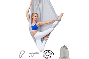 Kasanni Aerial Yoga Hängematte Set, 150x280CM, Dehnbare, Atmungsaktive Nylon-Stoff, 200KG Max. Tragfähigkeit, Befestigungsmaterial, Ideal für Anti-Schwerkraft Yoga-Übungen, für Erwachsene
