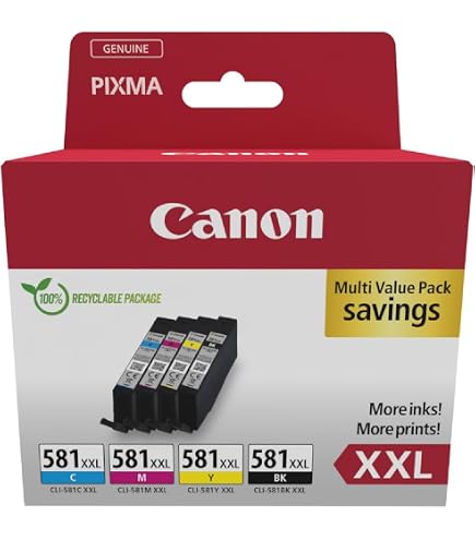 Canon Tintenpatronen Set PGI-550 CLI551 – 5 Farben (Schwarz, Cyan, Magenta, Gelb, Grau) Für PIXMA Drucker