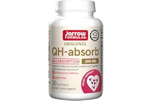 Jarrow Formulas, Ubiquinol QH-Absorb (Coenzyme Q10 Actif), 200mg, Hautement Dosé, 60 Capsules molles, Testé en Laboratoire, Sans Gluten, Sans Soja, Sans OGM