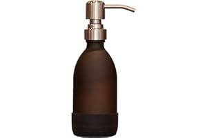 ORDINARY BETTER Amber Glass Silver Hand Soap Dispenser 500ml and 250ml Options - Matte Glass & Non-Slip Base - Great Kitchen or Bathroom Soap, Conditioner or Shampoo Dispenser (Silver, 250ml)