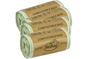 CADDY LINERS DIRECT 8 Litre x 100 BioBag Compostable Biodegradable Kitchen Food Waste Caddy Bin Liner Bags (Ideal for 7L - 8L Caddies) - Certified EN13432
