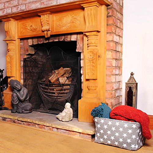 Graufarbener Sternen Leinen-Aufbewahrungskorb – qualitativ hochwertiger Korb mit weiß Sternen für die Aufbewahrung von Haushaltsartikeln. 40cm x 30cm x 25cm - 7