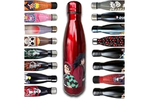 HÔMADICT BOUTEILLE ISOTHERME DOUBLE PAROI DEMON SLAYER - Gourde Inox Reutilisable Demon Slayer Rouge - Maintien chaud et froid 12h - Pour sport, voyage, quotidien, 500ml - BPA Free - Licence Officielle