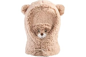 Onlynery Cute Winter Hats for Women | Nose Warmer for Women | Snoods for Women | Bear Warm Scarf Integrated Hat Neck Warmer | Integrated Ear Protection Windproof Bear Face Cover Scarf Birthday Gift