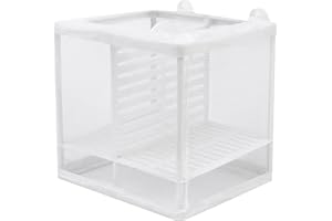 MDLSDE Fish Tank Breeder Net, Aquarium Breeding with Nylon Fine Mesh & 4 Suction Cups Multi-functional Incubator Tank for Breeding Fishes Betta Shrimp Hatching Protection Floating Nursery Box 16 * 14 * 15cm