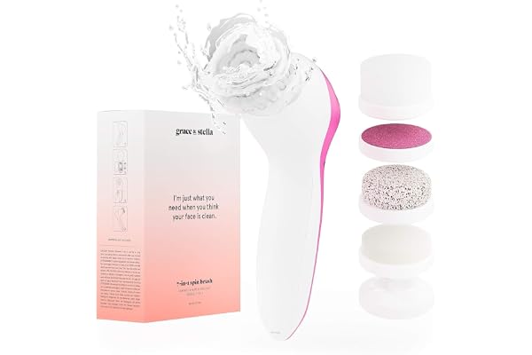 Brosse Rotative de Nettoyage du Visage Grace & Stella - Portable et Imperméable - Brosse de Nettoyage du Visage Pour le Nettoyage et L'exfoliation