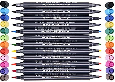 Watercolour Brush Pen Set, Beupro 24 Colors Dual Tip Brush Pens Art Markers with Soft Brush Tip and Fine Tip for Adult and Kids Colouring Books, Drawing, Sketching and Creating Watercolour Effect