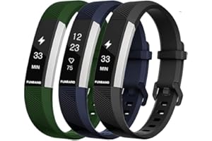 FunBand Bracelet pour Fitbit Alta HR et Fitbit Alta, Bande en Silicone Souple Sangle de Remplacement Reglables Sport Accessorie pour Montre Connectée Fitbit Alta HR et Fitbit Alta (3-Pack)