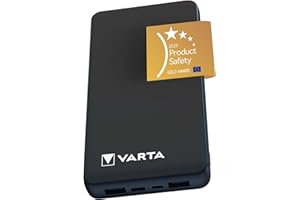 VARTA Power Bank 20000mAh, Powerbank Power on Demand mit 4 Anschlüssen (1x Micro USB, 2x USB A, 1x USB C), kompatibel mit Tablets & Smartphone, in umweltschonender Verpackung