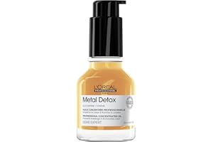 L’Oréal Professionnel, Aceite Concentrado, Tipo de Cabello, Pelo Seco, Apagado, Dañado o Teñido, Protector Térmico, Cabello Más Fuerte y Nutrido, Detiene la rotura, Metal Detox, 50 ml