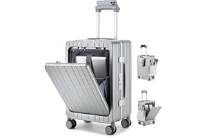 Sea choice Valigia da 20 pollici con Tasca Frontale per Laptop Trolley in PC Leggera Bagaglio a Mano con USB Chiusura TSA e 4 Ruote Doppie Girevoli, Porta bicchieri