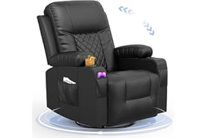 ‎YONISEE YONISEE Relaxsessel Drehbarer Fernsehsessel mit 150° Liegefunktion, 360° Dreh & 125°-Wippmechanismus, Fußteil, Getränkehalter 4 Seitentaschen Liegen Liegesessel Leder TV Sessel Wohnzimmer Schlafzimmer