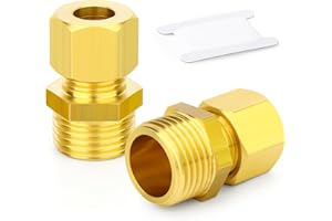 TAILONZ PNEUMATIC 2PCS Brass Compression Tube Pipe Fitting Connector, 10MM Tube OD x 1/4" BSP Male Connector