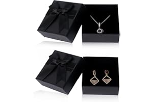 Nideen 2 Pack Jewellery Gift Box 7.5x7.5x3.5cm Small Gift Boxes with Lids, Ring Earrings Necklace Gift Box(Black)