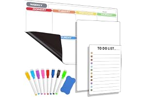 Magnetisk veckoplanerare avtorkningsbar, magnetisk whiteboard veckoplanerare, att göra lista avtorkbar med 8 whiteboard-markörer, 1 panelssläckare, veckoplanerare A4 för kylskåp hushåll kontor skola