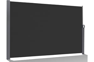 BelleMax Seitenmarkise ausziehbar, breiter 20 cm, 180 x 300+20 cm, Wandmakise Sichtschutz Sonnenschutz Windschutz, Seitenrollo für Terrasse, Garten, Seitenmarkis Dunkelgrau