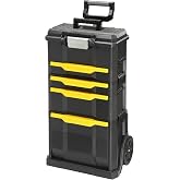 STANLEY Modular 3-in-1 Stackable Rolling Workshop with Heavy Duty Wheels, Telescopic Handle, Integrated Organizers and Capaci