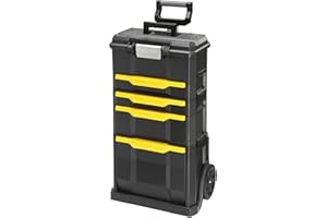 STANLEY Taller rodante Modular 3 en 1 apilable con Ruedas Resistentes, asa telescópica, organizadores Integrados y Capacidad de 35 kg, Ideal para Herramientas eléctricas y manuales, 1-79-206
