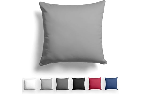 Alreya Mako Satin Taie d'oreiller 100% Coton - 50x50 cm Gris - avec Fermeture éclair - Hypoallergénique sans Produits Chimiques