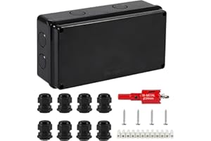 DAMORON Wasserdichte Abzweigdose IP65, Aufputz Verteilerdose Ø12-15 mm, ABS Groß, Unterputz für Feuchträume | Schwarz, 200x100x70mm