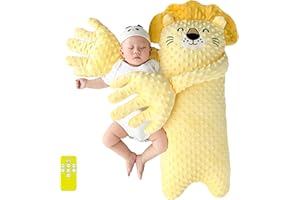 LUKIUP Löwe Baby Putting Kissen, Beruhigendes Werkzeug Kissen mit Rote-Bohnen Wärmekissen, Plüschförmiger interaktiver Kissens, perfekt für Schlaf, Reisen, Kindertagesstätten usw