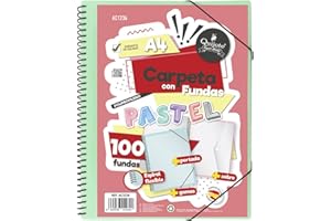Starplast Carpeta Con Fundas Espiral Flexible - 100 fundas transparentes, A4, cierre elástico, tapa polipropileno, portada personalizable, para uso Escolar y Oficina - color Verde Pastel