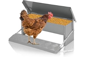 Eikuavons Automatischer Futtertrog für Haustiere mit Edelstahldeckel,5kg 1x Futterautomat Hühner Futterspender rutschfestem Design und innovativer Innenschräge – Ideal für Hunde und Katzen