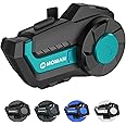 Motorcycle Intercom, Moman H2 Pro【1 Pack Cyan】 Helmet Wireless 5.1 Communication System with DSP&CVC Noise Cancellation Music Share AI Voice Assistant, Motorcycle-Intercom-Headset-Helmet-Motorbike