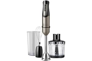 BLACK+DECKER - Frullatore a Immersione 1000W | 20 velocità + TURBO | Lame in acciaio inossidabile smontabili | Tritaghiaccio | Impugnatura ergonomica | set completo di accessori intercambiabili