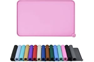 Reopet Silicone Pet Feeding Mat, Waterproof Dog Cat Food Mat with Raised Edges, Dog Cat Water Bowl Placemats, Dog Cat Feeding Mats for Food and Water Prevent Spill, Multiple Colors & Sizes for Pets
