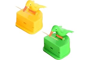 LUVDECO 2 Pcs Toothpick Dispensers Bird Toothpick Box Automatic Toothpick Holder Table Toothpick Container Press Novelty Present Parents Kids Funny Gift for Decoration Home Hotel Restaurant Decoration