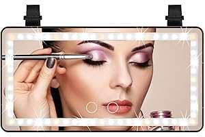 JinRui-T Rechargeable Vanity Mirror with LED Lights & Dimmer: Touch Sensor Cosmetic Makeup Mirror for Vehicles (Black)