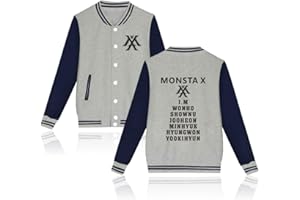MAISLEY Monsta X Kpop Jacket Baseball Sweatshirt Monsta X Pullover Hip Hop Fans Casual Coats Long Sleeve Sweat Fashion Tops for Men Women