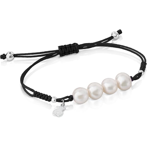 Bracciale TOUS Donna In Nylon Verde Con Perle Coltivate E Orso In Argento 925 – Collezione Color AG