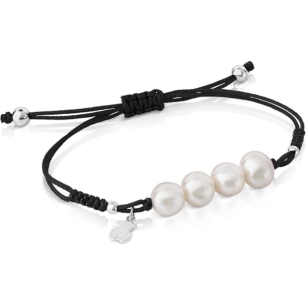 Bracciale TOUS Donna In Nylon Verde Con Perle Coltivate E Orso In Argento 925 – Collezione Color AG
