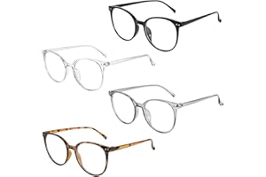 AHEJIOO 4 Pack Blaulichtfilter Brille,99% Blaulichtblockierung Brille Schutz Vor Augenermüdung Und Uv-Blendung Augenoptik Brille Lesehilfe Für Damen Herren,Anti Blendung Runde Rahmen Brille