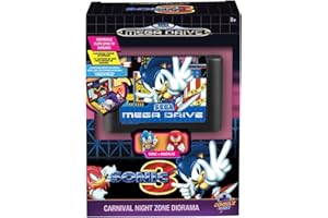 Sammlerfigur Sonic The Hedgehog 3 – Console Heroes – Faltbare Modul-Replik Sega Mega Drive, Retro-Spiel-Diorama mit Sonic & Knuckles Figuren, Carnival Night Zone Dekor