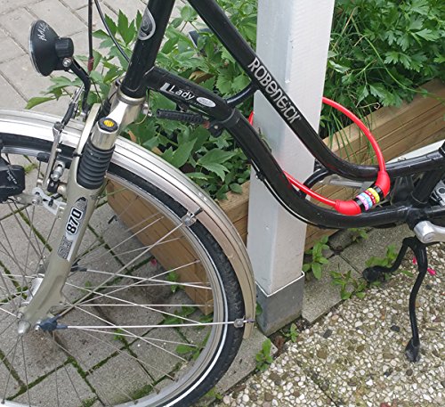 Land-Haus-Shop® Stahlseil Zahlenschloss 65 cm, Fahrradschloss PVC ummantelt Fahrradzahlenschloss, Kinder Fahrrad Zahlen Schloss rot - 5